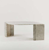 Vintage Carrara White Marble Leaf Shape Coffee Table Living Room Stone Furniture
